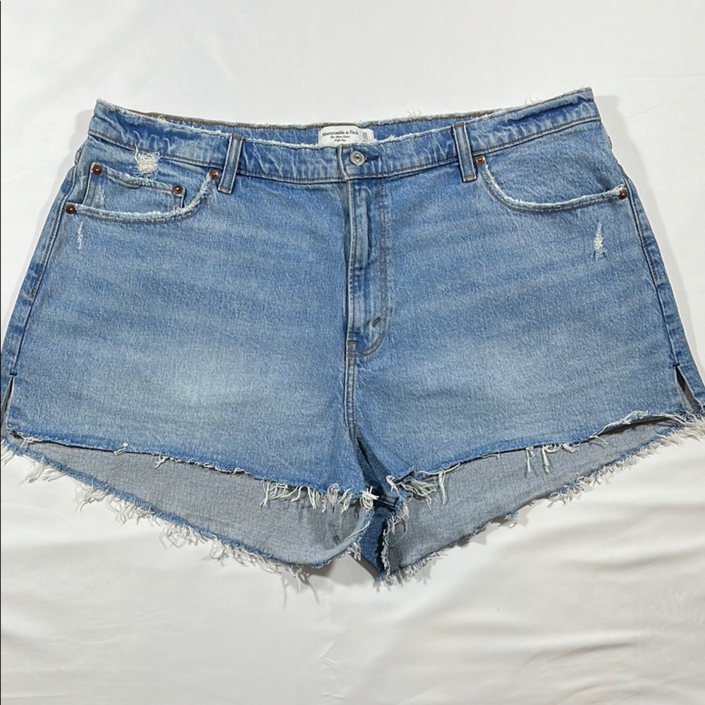 Abercrombie & Fitch Blue Jean Shorts Distressed Frayed Hem